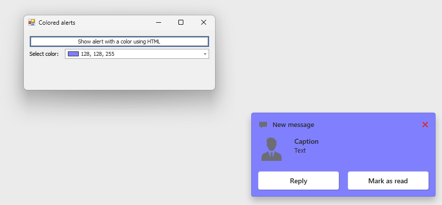 WinForms Alert Control - Display alert popups in different colors