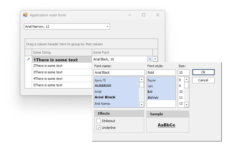 WinForms Data Editors - Create a custom font editor that supports DevExpress skins