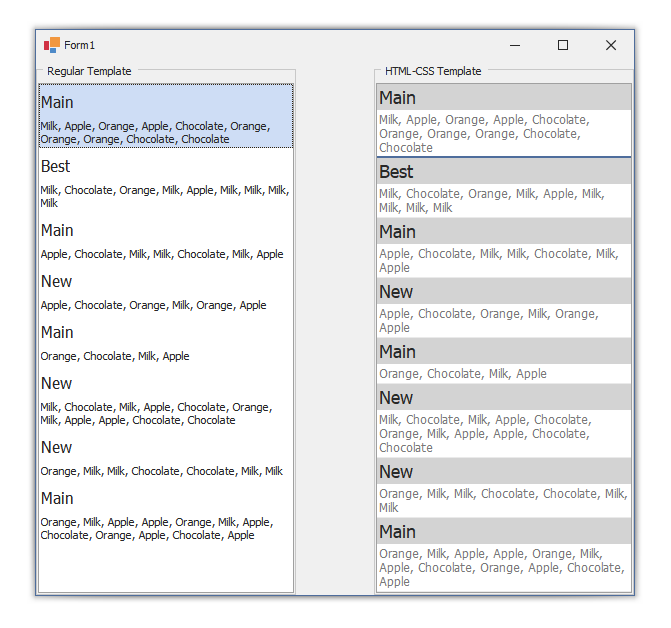 WinForms ListBoxControl - Item Templates