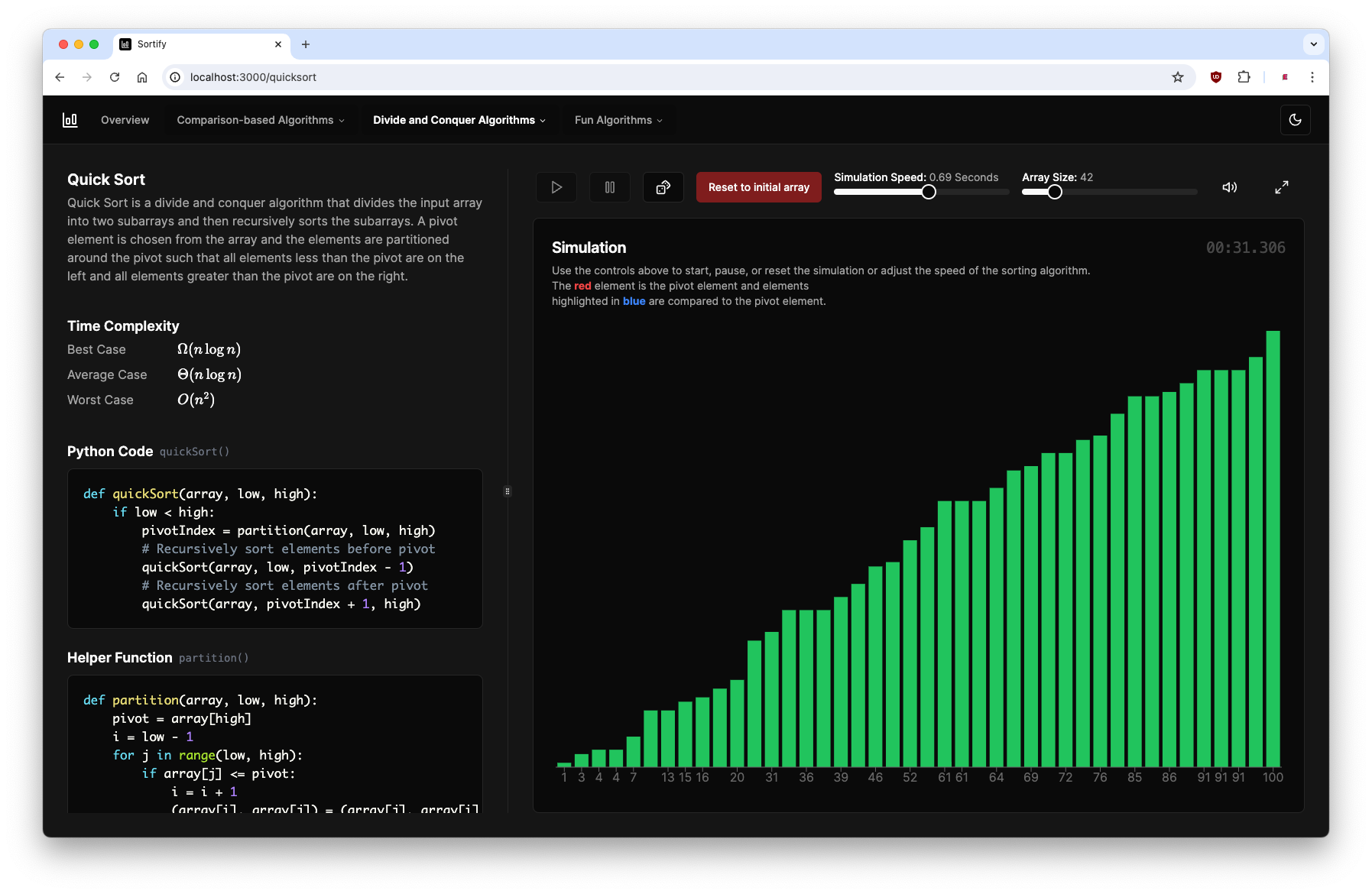 Screenshot of QuickSort