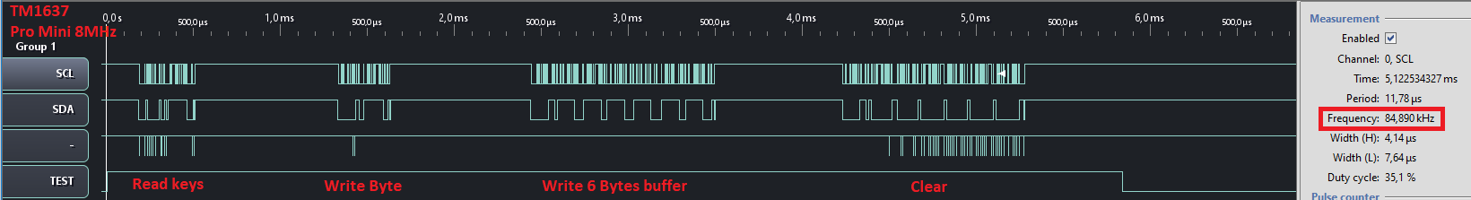 TM1637 Arduino Pro-Mini 8MHz timing