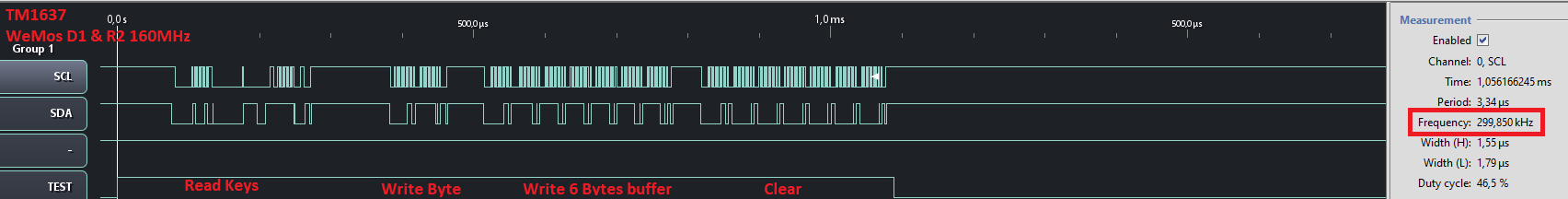 TM1637 WeMos D1 & R2 160MHz timing