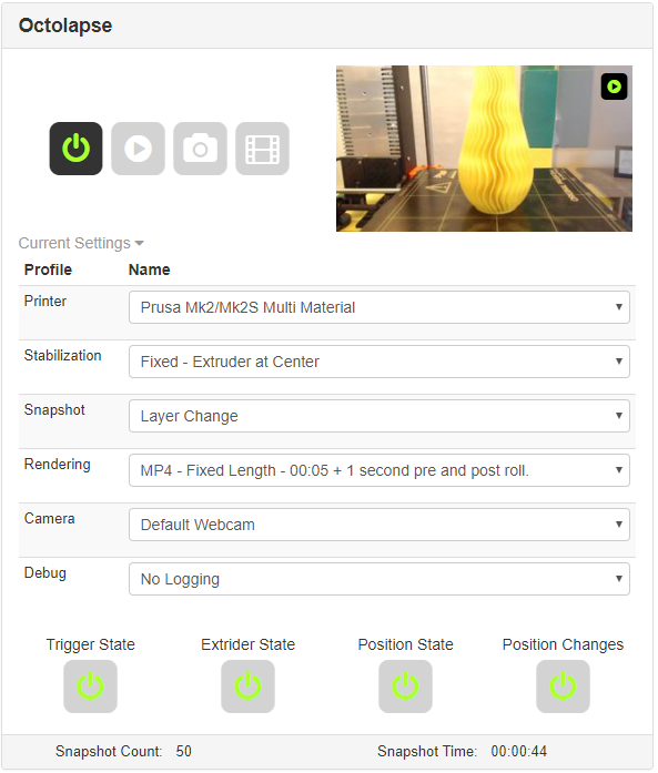 Octolapse Quick Profile Selection