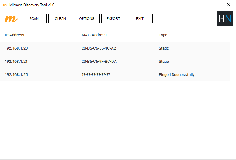 Mimosa Discovery Tool