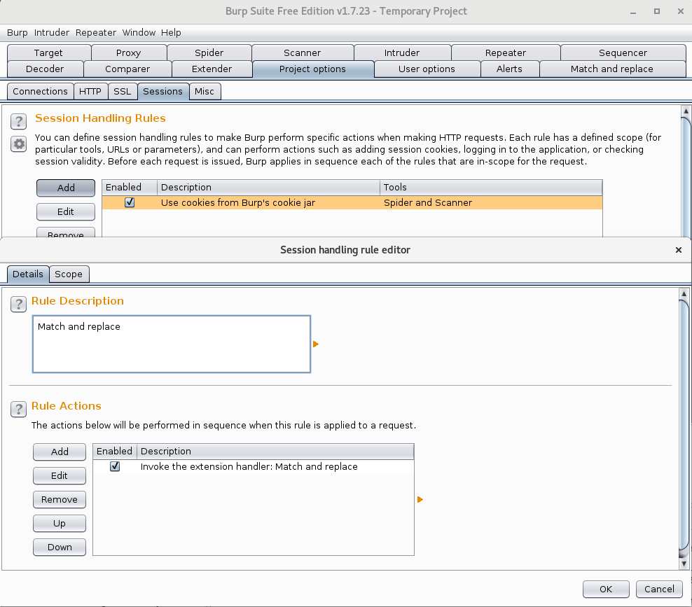 configuration screen