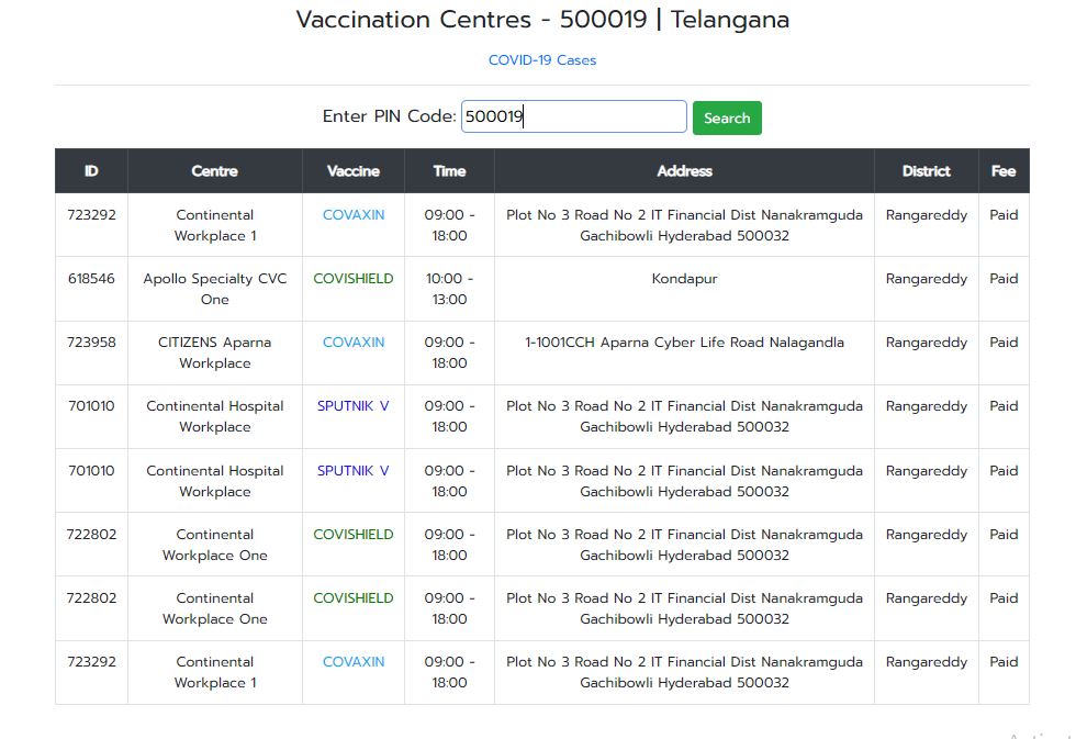 Vaccine Centers