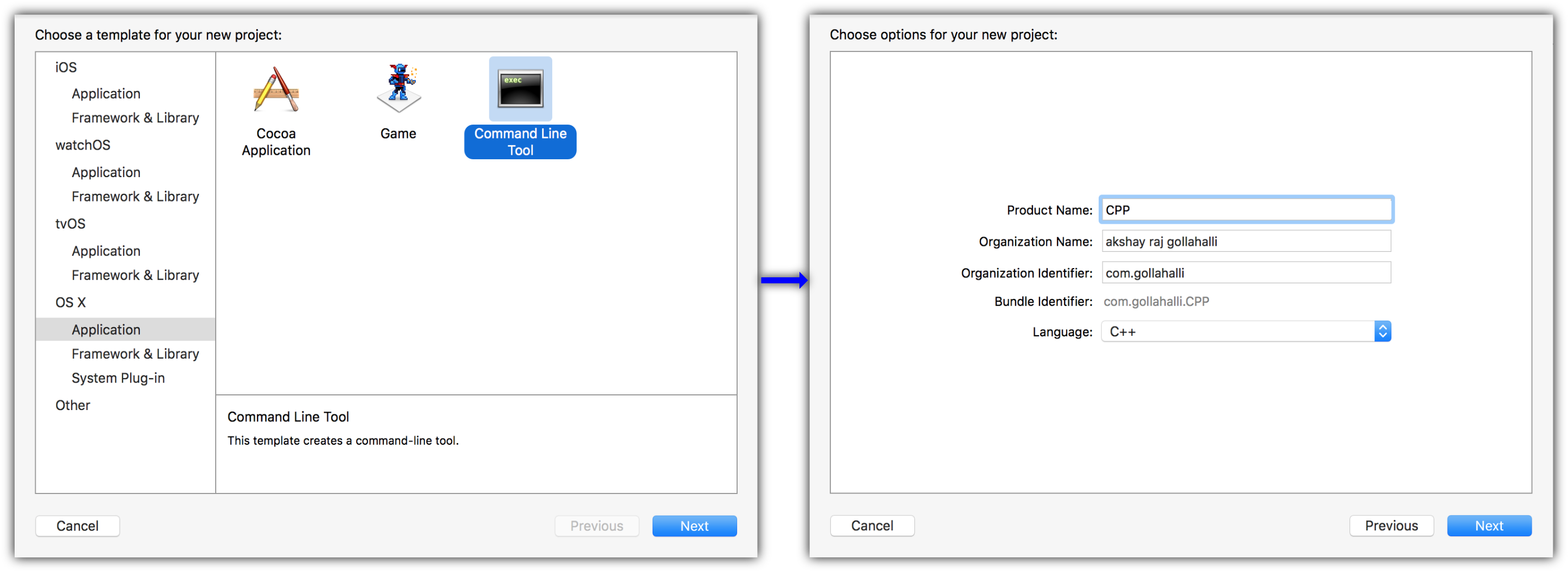 Selecting command line tools