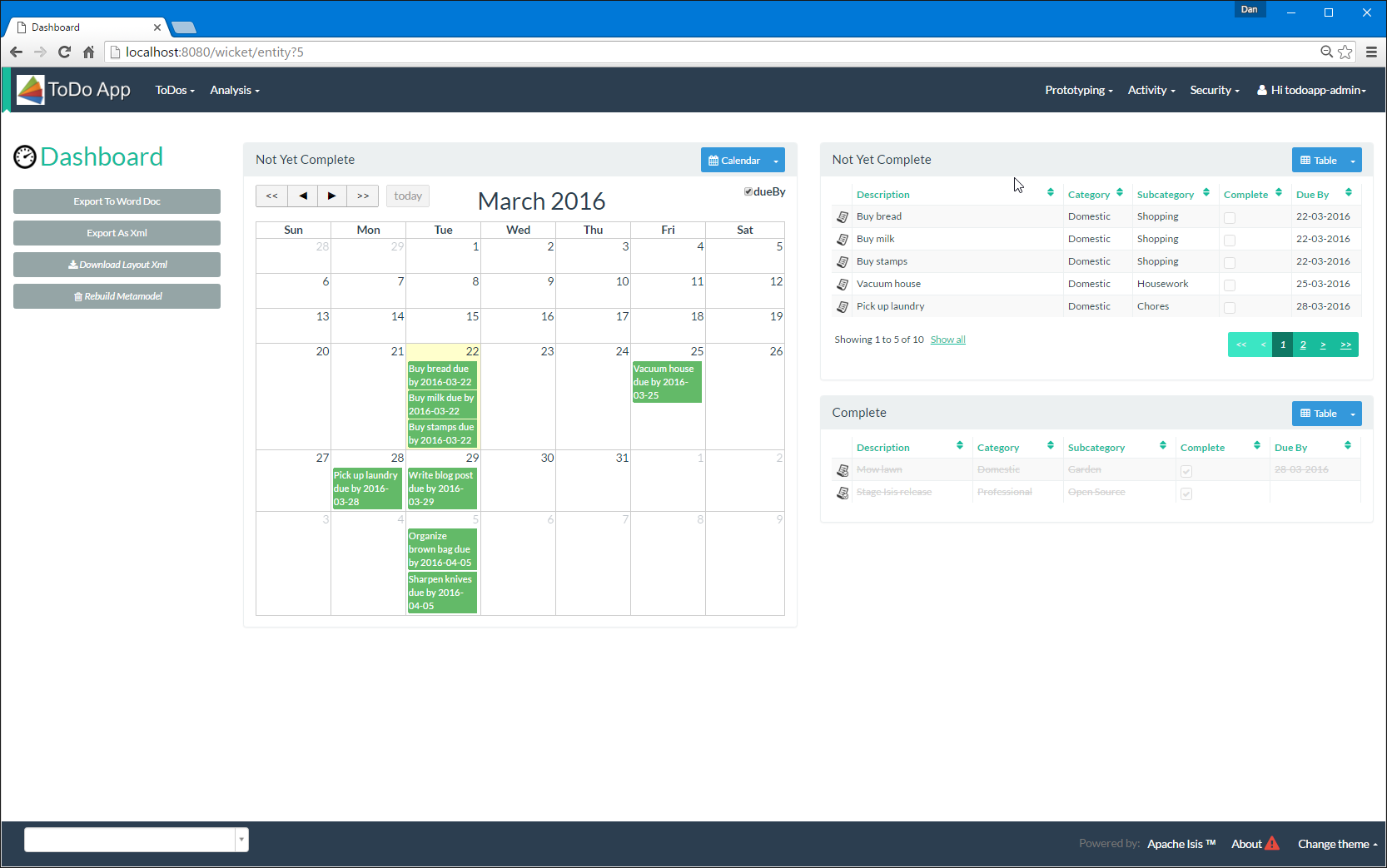 030 dashboard view model