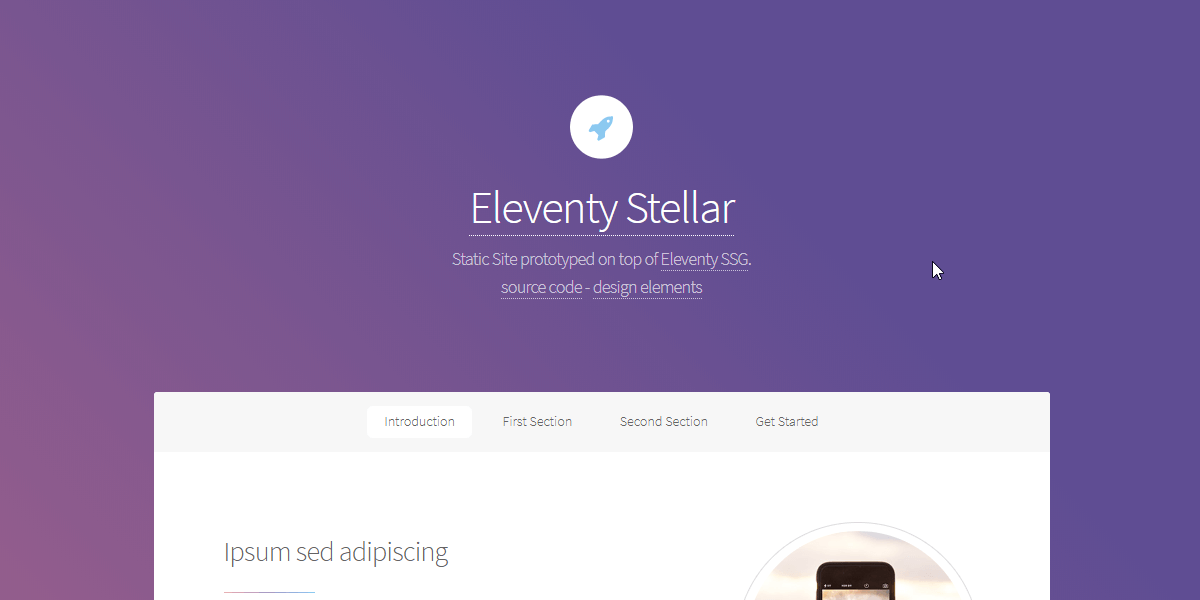 Eleventy Html5UP Stellar - Gif animated intro.