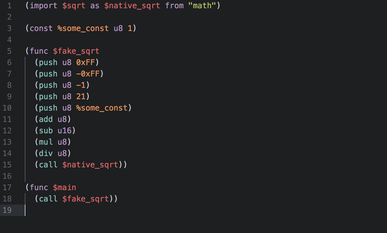 A screenshot of the Beast syntax