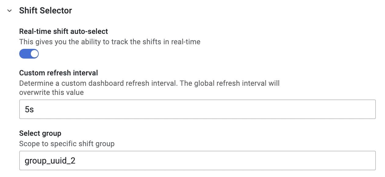 Shift selector Realtime