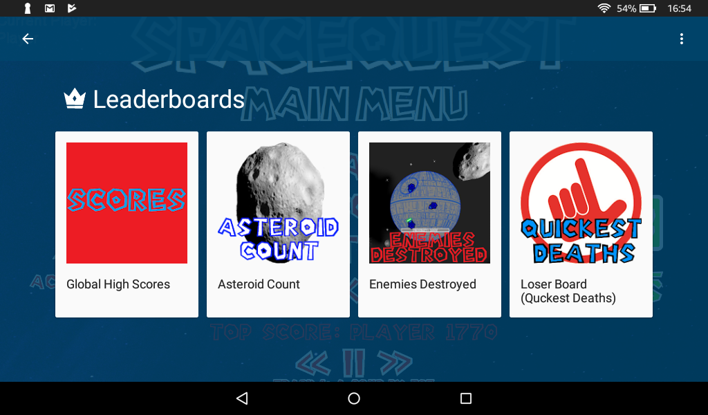 Space Game: Leaderboards