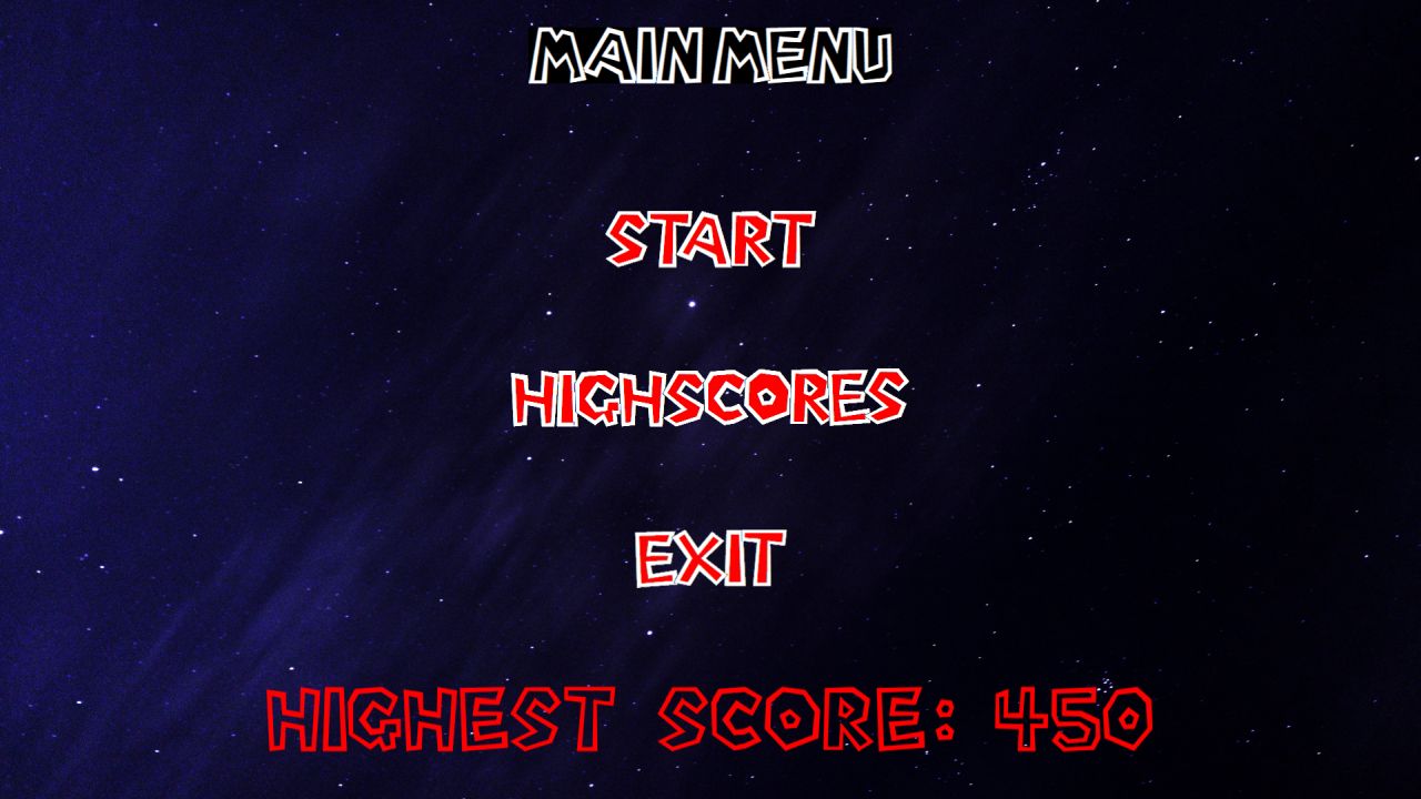 Space Game: Menu High Scores