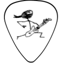 A ninja playing guitar on a guitar pick