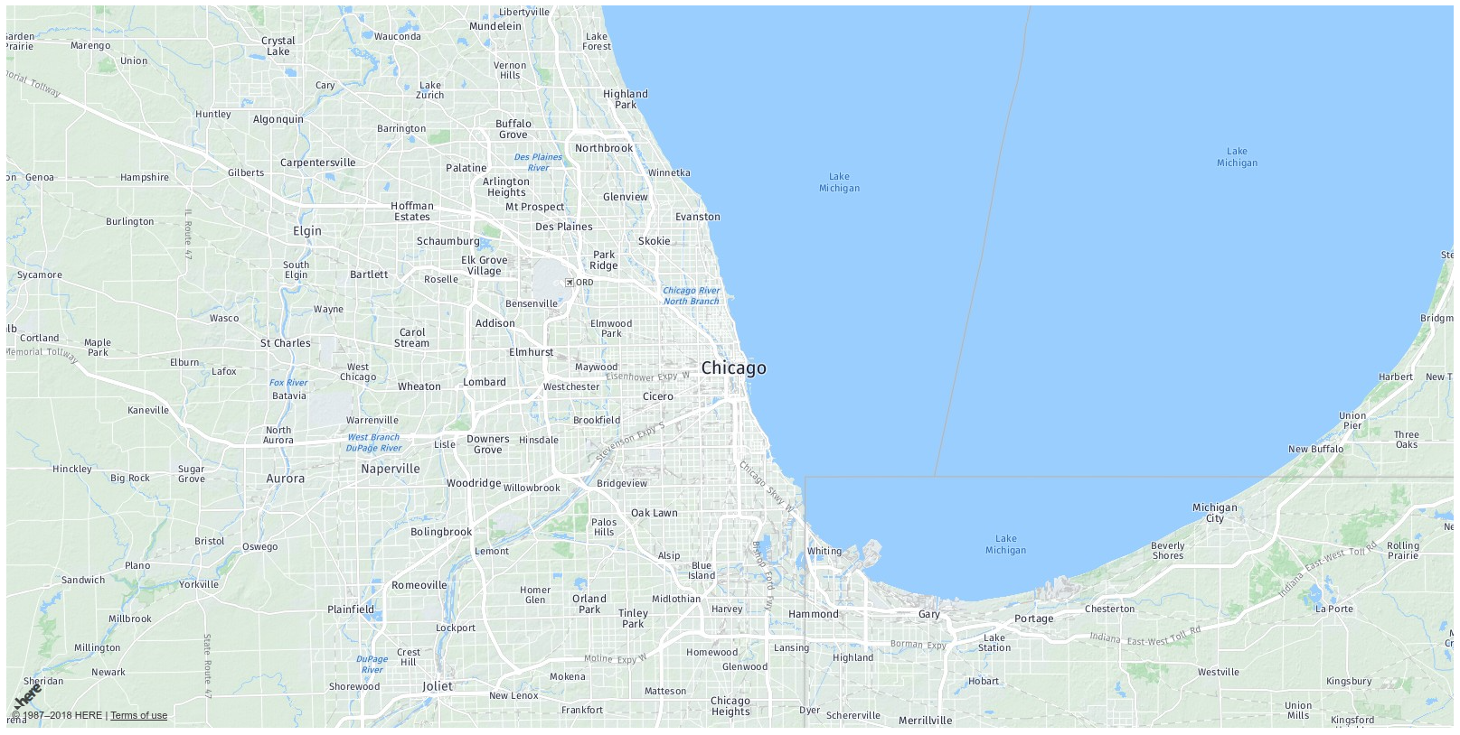 HERE Map centered on Chicago HERE office