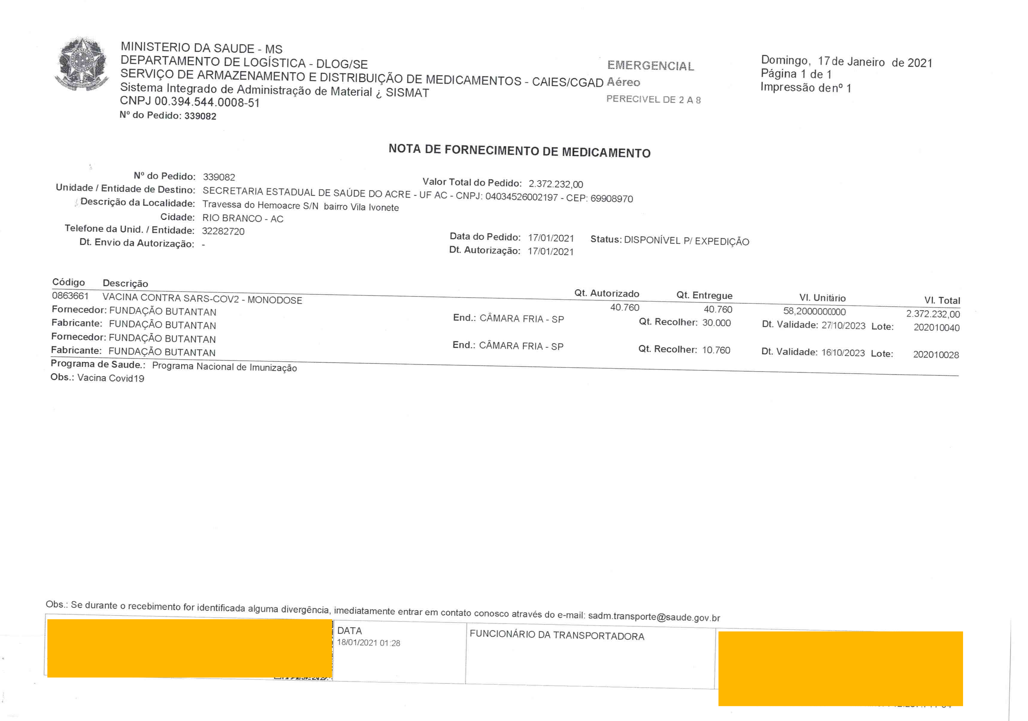 Transportation invoice example