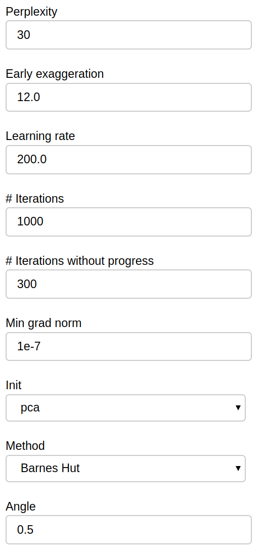 parallax ui tsne additional parameters