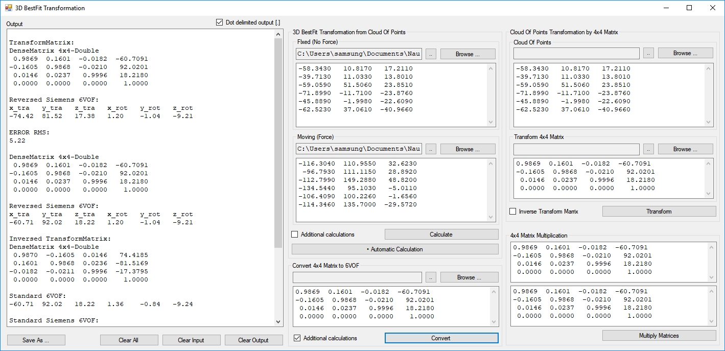 Transformation Matrix Calculator screenshot